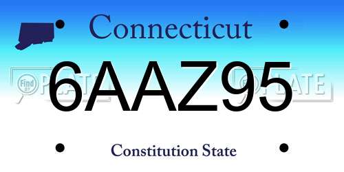 6AAZ95 Connecticut License Plate