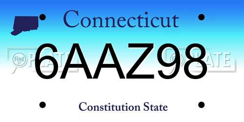 6AAZ98 Connecticut License Plate