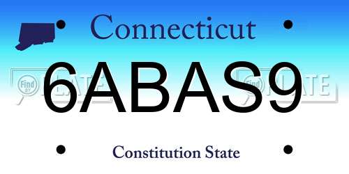 6ABAS9 Connecticut License Plate