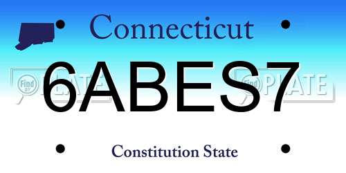 6ABES7 Connecticut License Plate