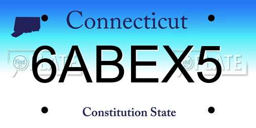 6ABEX5 Connecticut License Plate