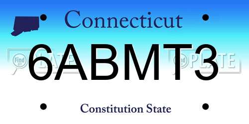 6ABMT3 Connecticut License Plate