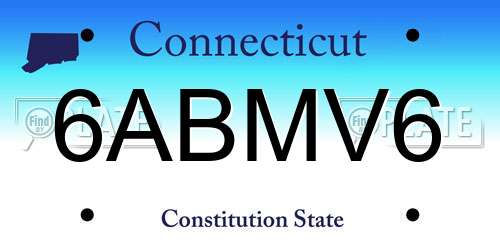 6ABMV6 Connecticut License Plate