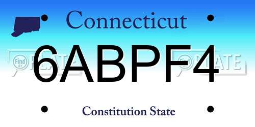 6ABPF4 Connecticut License Plate