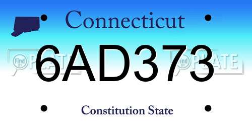 6AD373 Connecticut License Plate