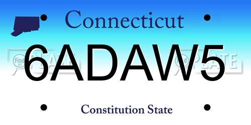 6ADAW5 Connecticut License Plate