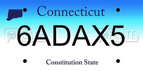 6ADAX5 Connecticut License Plate