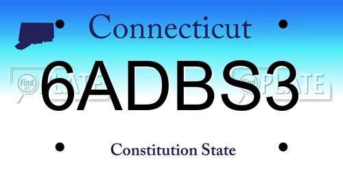6ADBS3 Connecticut License Plate