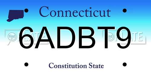 6ADBT9 Connecticut License Plate
