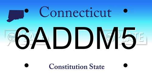 6ADDM5 Connecticut License Plate