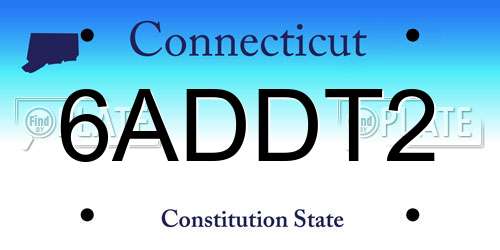 6ADDT2 Connecticut License Plate