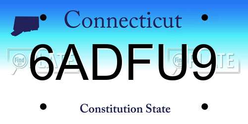 6ADFU9 Connecticut License Plate