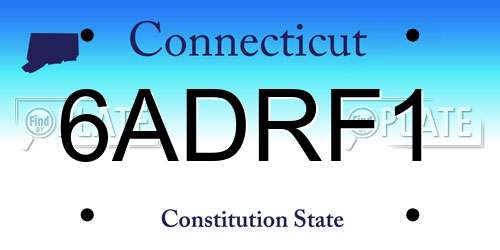 6ADRF1 Connecticut License Plate