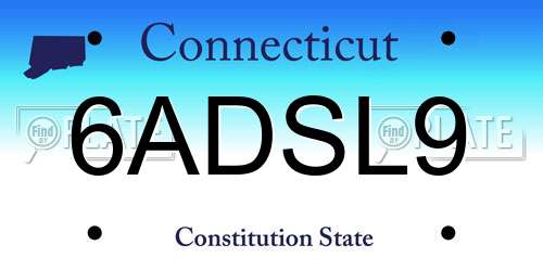 6ADSL9 Connecticut License Plate