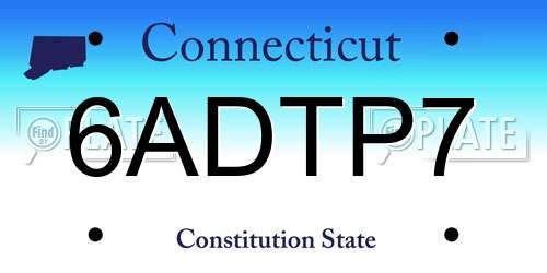 6ADTP7 Connecticut License Plate