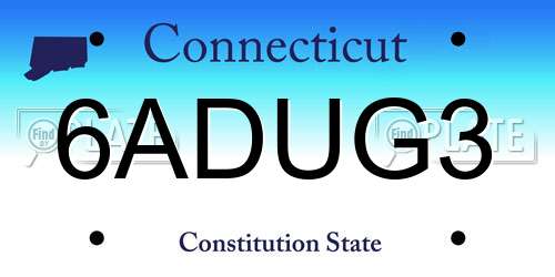 6ADUG3 Connecticut License Plate
