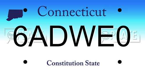 6ADWE0 Connecticut License Plate