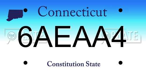 6AEAA4 Connecticut License Plate
