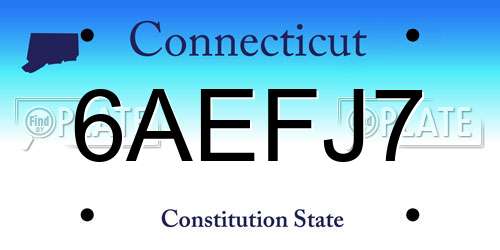 6AEFJ7 Connecticut License Plate