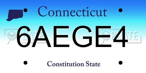 6AEGE4 Connecticut License Plate