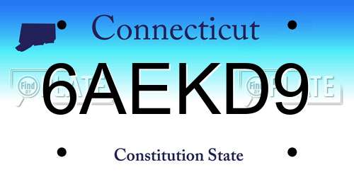 6AEKD9 Connecticut License Plate