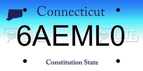 6AEML0 Connecticut License Plate