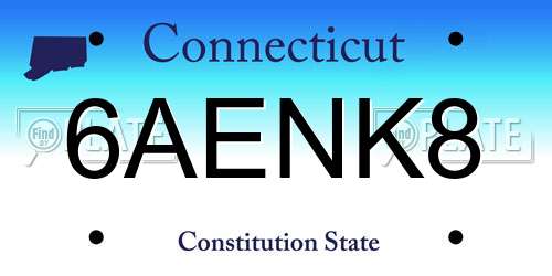 6AENK8 Connecticut License Plate