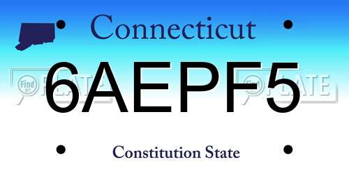 6AEPF5 Connecticut License Plate