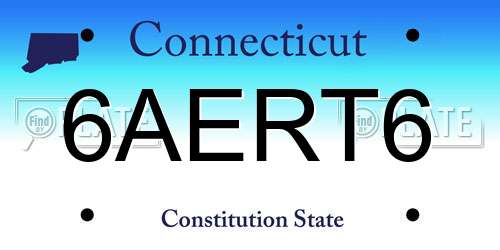 6AERT6 Connecticut License Plate