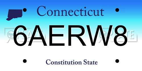 6AERW8 Connecticut License Plate