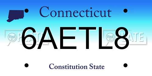 6AETL8 Connecticut License Plate