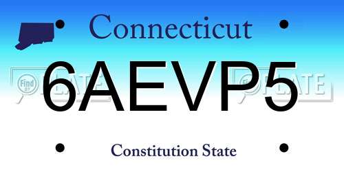 6AEVP5 Connecticut License Plate