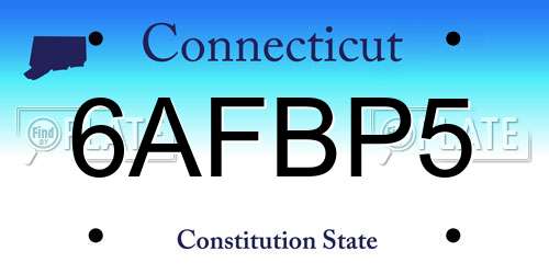 6AFBP5 Connecticut License Plate