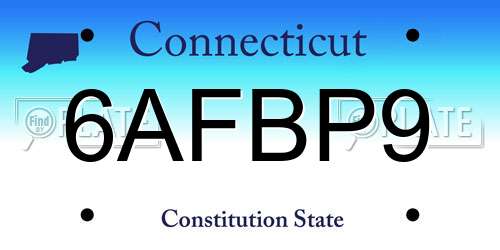 6AFBP9 Connecticut License Plate