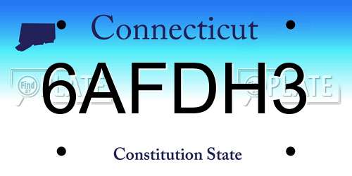 6AFDH3 Connecticut License Plate