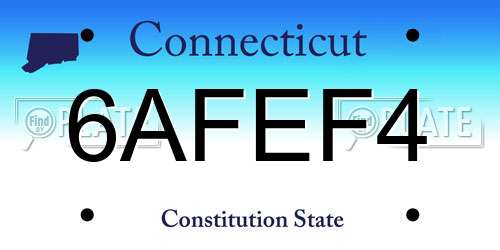 6AFEF4 Connecticut License Plate