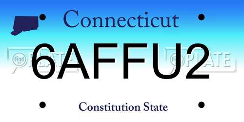 6AFFU2 Connecticut License Plate