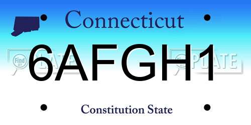 6AFGH1 Connecticut License Plate
