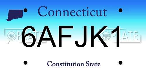 6AFJK1 Connecticut License Plate