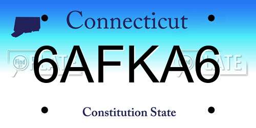 6AFKA6 Connecticut License Plate