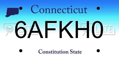 6AFKH0 Connecticut License Plate