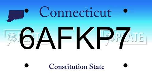 6AFKP7 Connecticut License Plate