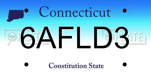 6AFLD3 Connecticut License Plate