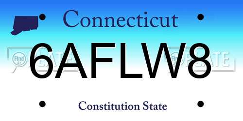 6AFLW8 Connecticut License Plate