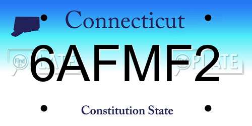 6AFMF2 Connecticut License Plate