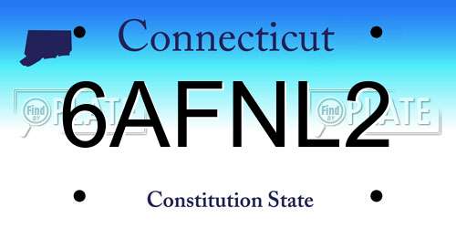 6AFNL2 Connecticut License Plate
