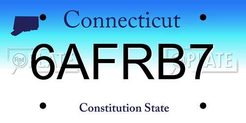 6AFRB7 Connecticut License Plate