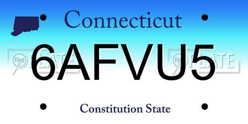 6AFVU5 Connecticut License Plate