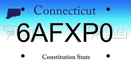 6AFXP0 Connecticut License Plate