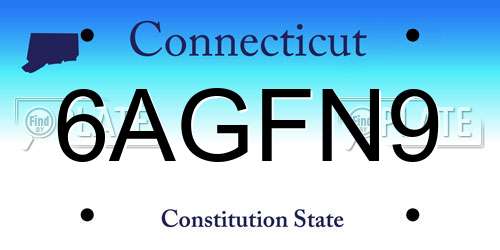 6AGFN9 Connecticut License Plate